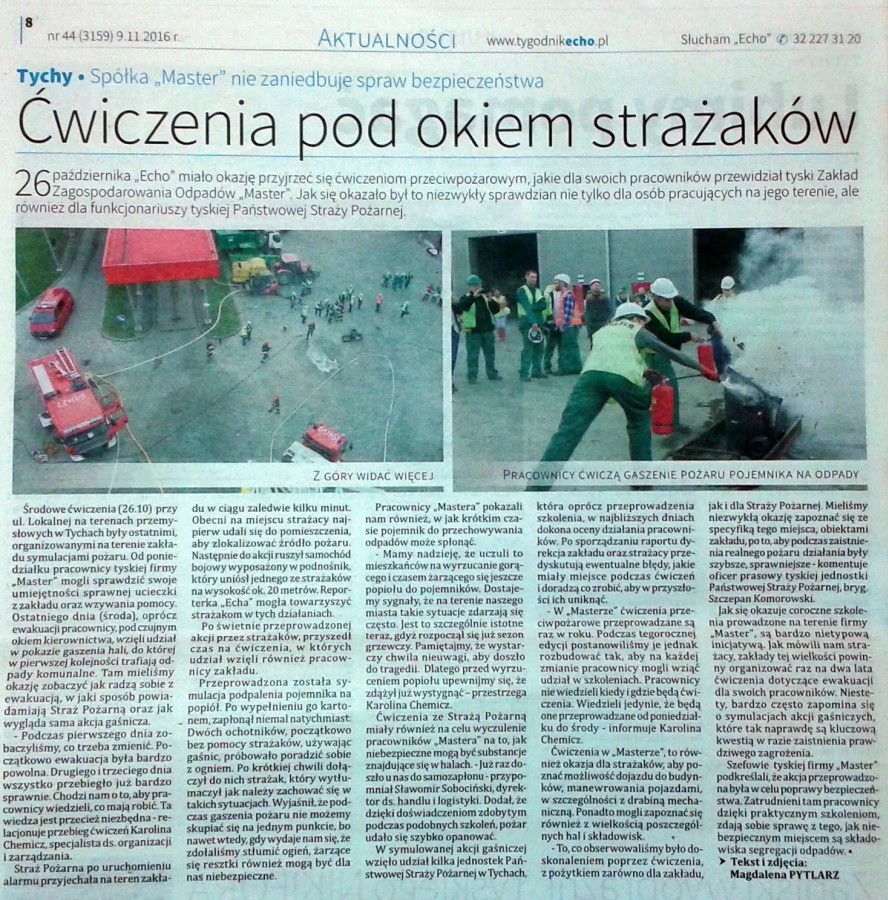 Ćwiczenia pod okiem strażaków - art. Tygodnik ECHO